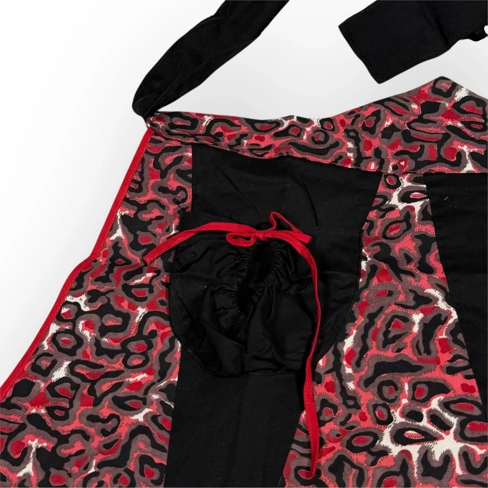 Retro Red and Black animal print Women's half Apron Goth Boop‎ Sexy